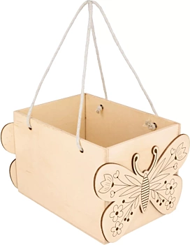Artemio Square Wooden Basket Butterfly 