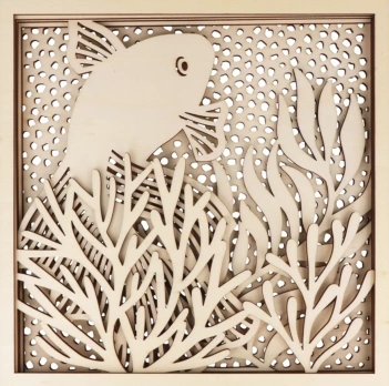 Marco con Diseño Relieve de Madera koi Corail Artemio