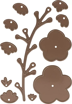 Artemio Dies Branch Flowers Color Block 