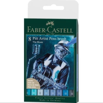 Faber-Castell zestaw 8 niebieskich markerów Pitt Artist