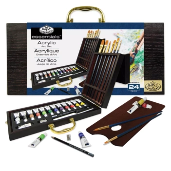 Wooden Case with 24 Royal &amp; Langnickel Acrylic Paints