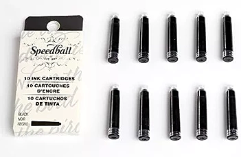 Set 10 cartuchos de tinta negra para pluma estilográfica Speedball
