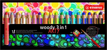 Set Arty 18 Lápices y Sacapuntas Woody 3 en 1 STABILO