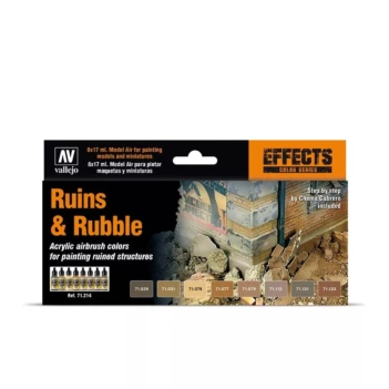 Set 8 pinturas para modelismo 214 Ruinas y Escombros AFV Vallejo 17ml