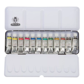 Caja metálica 12 tubos de acuarela Schmincke 5ml