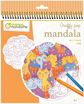 Cuaderno de Colorear Graffy Pop Mandala Gatos Avenue Mandarine