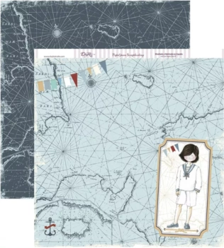 Papel Comunión niño mapa fondo marino 30x30cm Dayka