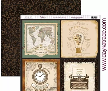 Papel Mapa Mundi Bombilla Máquina de escribir Antique Style Dayka 30x30cm SCP-397

