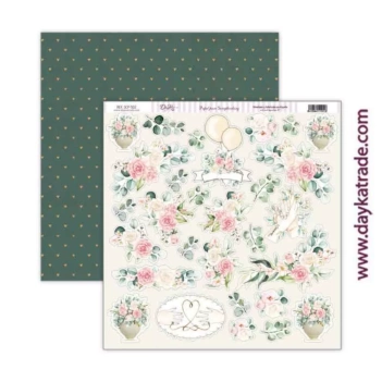 Dayka Trade Paper SCP-502 Newlyweds Floral Cut-outs 30x30cm