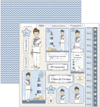 Papel Niño chaqueta azul y pantalón beige 30x30cm Dayka 