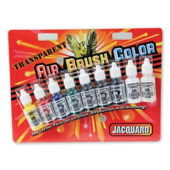 Set 9 peintures aérographe transparentes Exciter Pack Jacquard 15ml
