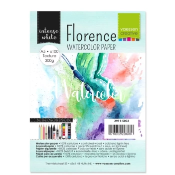 Set de 50 papeles de acuarela Intense White Texture Vaessen 30x30cm

