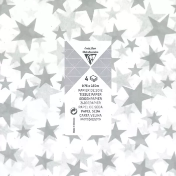 Papel de Seda Estrellas Plateadas Clairefontaine