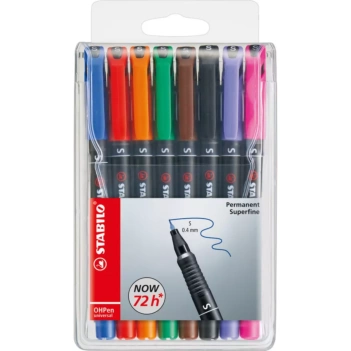 Set van 8 STABILO OHPen Universele Superfijne Permanent Markers
