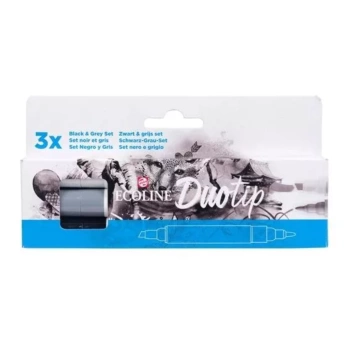Set 3 Stylos Duotip Noir et Gris Ecoline