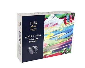 Titan Extrafein Holzkoffer mit Acryl 10 Rohre und Zubehör 60ml