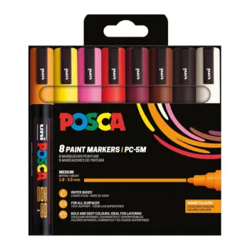 Estuche 8 Rotuladores PC5M Medio Punta Cónica Cálidos Uni Posca