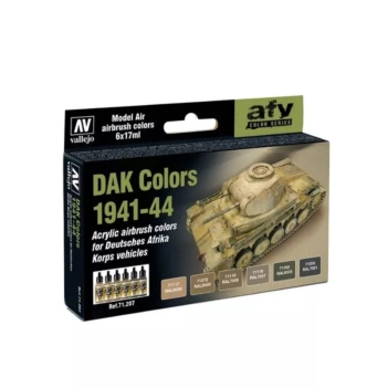 Set 6 pinturas para modelismo 207 DAK Colors 1941-1944 AFV Vallejo 17ml
