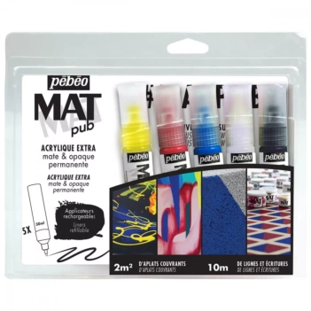 Set 5 Aplicadores Acrílicos Recargables Mat Pub Pebeo 30ml