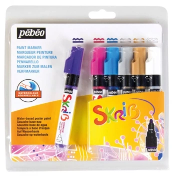 Pebeo Skrib Set mit 6 Gouachemarkern für Kinder 