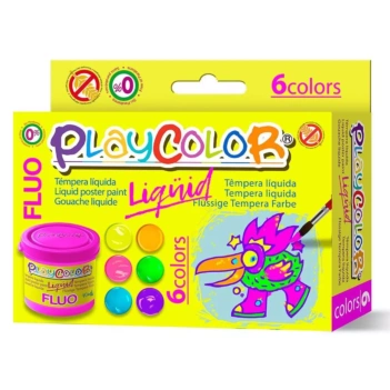 Playcolor Fluo Set 6 Flüssige Tempera Farbe   40ml