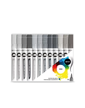 Set de 12 rotuladores Grises Aqua color brush Molotow