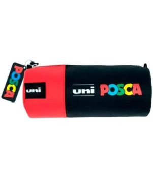 Etui Posca en toile noire et rouge