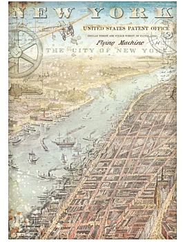 SUPER DEAL **30%** Stamperia Sir Vagabond Aviator Rice Paper New York 21x29cm