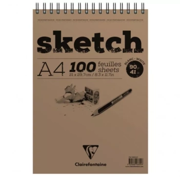 Bloc esbozo con espiral Clairefontaine A4 90g/m²