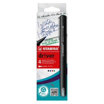 Set 4 rotuladores punta fina premium 4 colores Dr!ver STABILO M