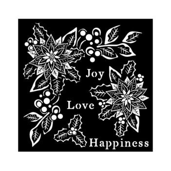 SUPER DEAL **40%** Stamperia Stencil Template Christmas Joy, Love, Happiness 18x18cm