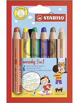 Set de 6 crayons STABILO Woody 3 en 1