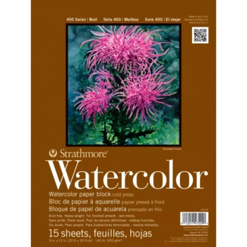 Bloc Watercolor Pegado 4 Lados Serie 400 Strathmore 22,8x30,5 cm