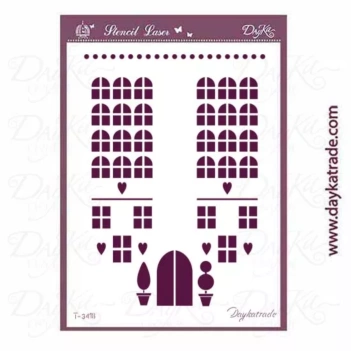 Plantilla de Stencil T-3418 Ventanas y Puertas 21x29cm Dayka