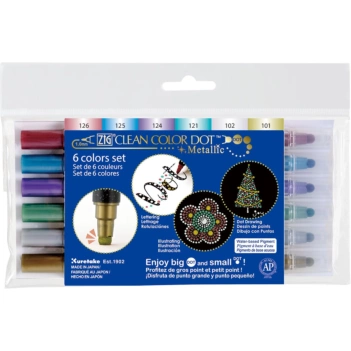 Set 6 rotuladores doble punta colores metálicos Clean Color Dot Zig