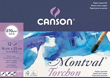 Bloc Acuarela Montval Encolado 1 Lado Grano Grueso Canson 270g/m²
