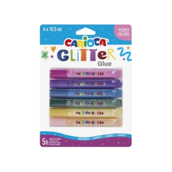 Set 6 tubos pegamento glitter Pearly Carioca 10,5ml