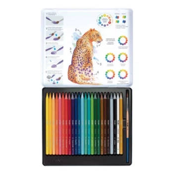 Trousse métallique 24 crayons de couleur aquarelle Milan