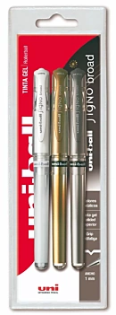 Zestaw 3 długopisów żelowych Signo Broad Metallic Colors Uni-Ball