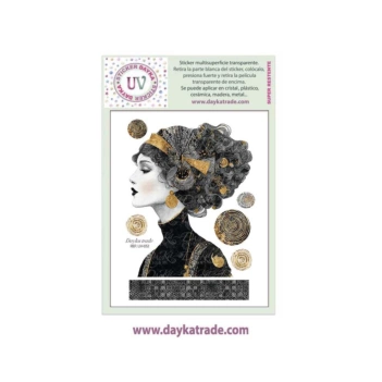 Dayka Trade Transfer Multisurface Transfer Girl sideways in white black and gold 