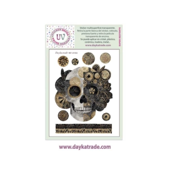 Dayka Trade Transfer Multisurface Skull front in white black and gold 