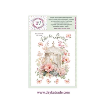 Dayka Trade Transfer Multisurface Birdcage with bird and flowers 