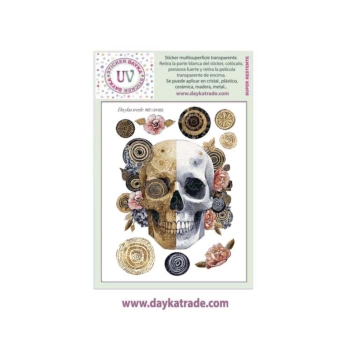 Dayka Trade Multisurface transfer skull with flowers 