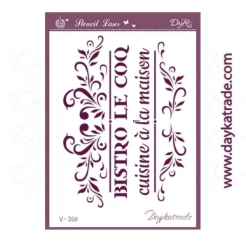 Plantilla de Stencil V-390 Bistro Le Coq 15x21cm Dayka