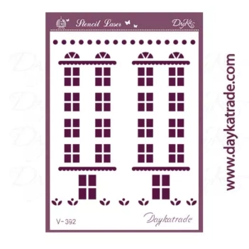 Plantilla de Stencil V-392 Ventanas y Puertas Casita 15x21cm Dayka