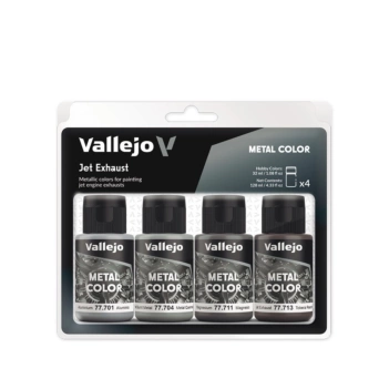 Set 4 pinturas para modelismo 602 Jet Exhaust Metal Color Vallejo 32ml