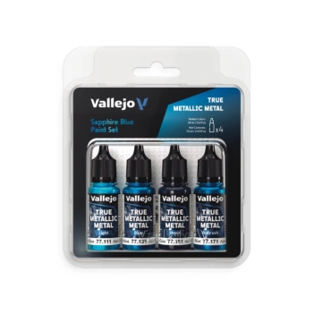 Set 4 pinturas para modelismo Azul Zafiro True Metallic Vallejo 18ml