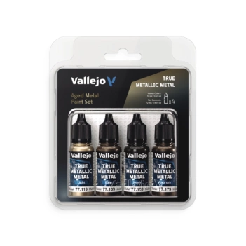 Set 4 paints for model making True Metallic Vallejo Aged Metal 18ml