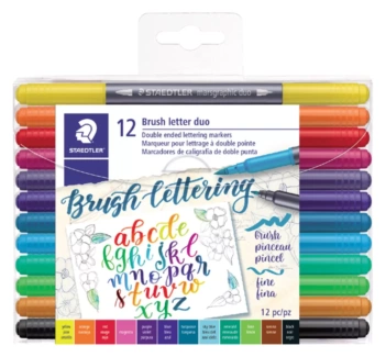 estuche 12 Rotuladores Doble Punta Lettering Staedtler
