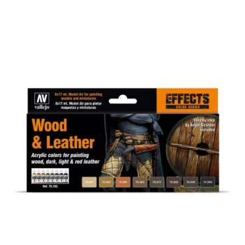 Set 8 pinturas para modelismo 182 Madera y Cuero Game Color Effects Vallejo 17ml